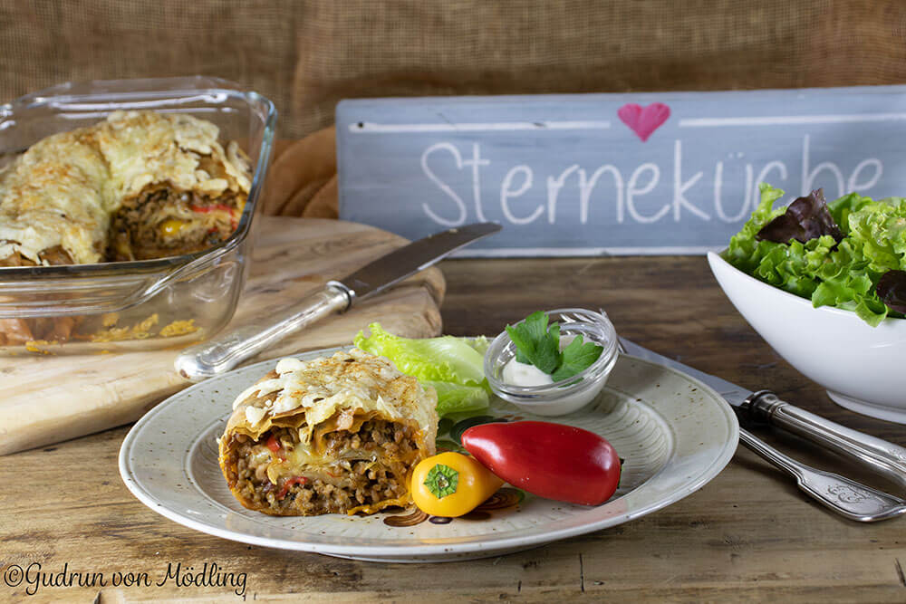 Fleischstrudel mit Paprika